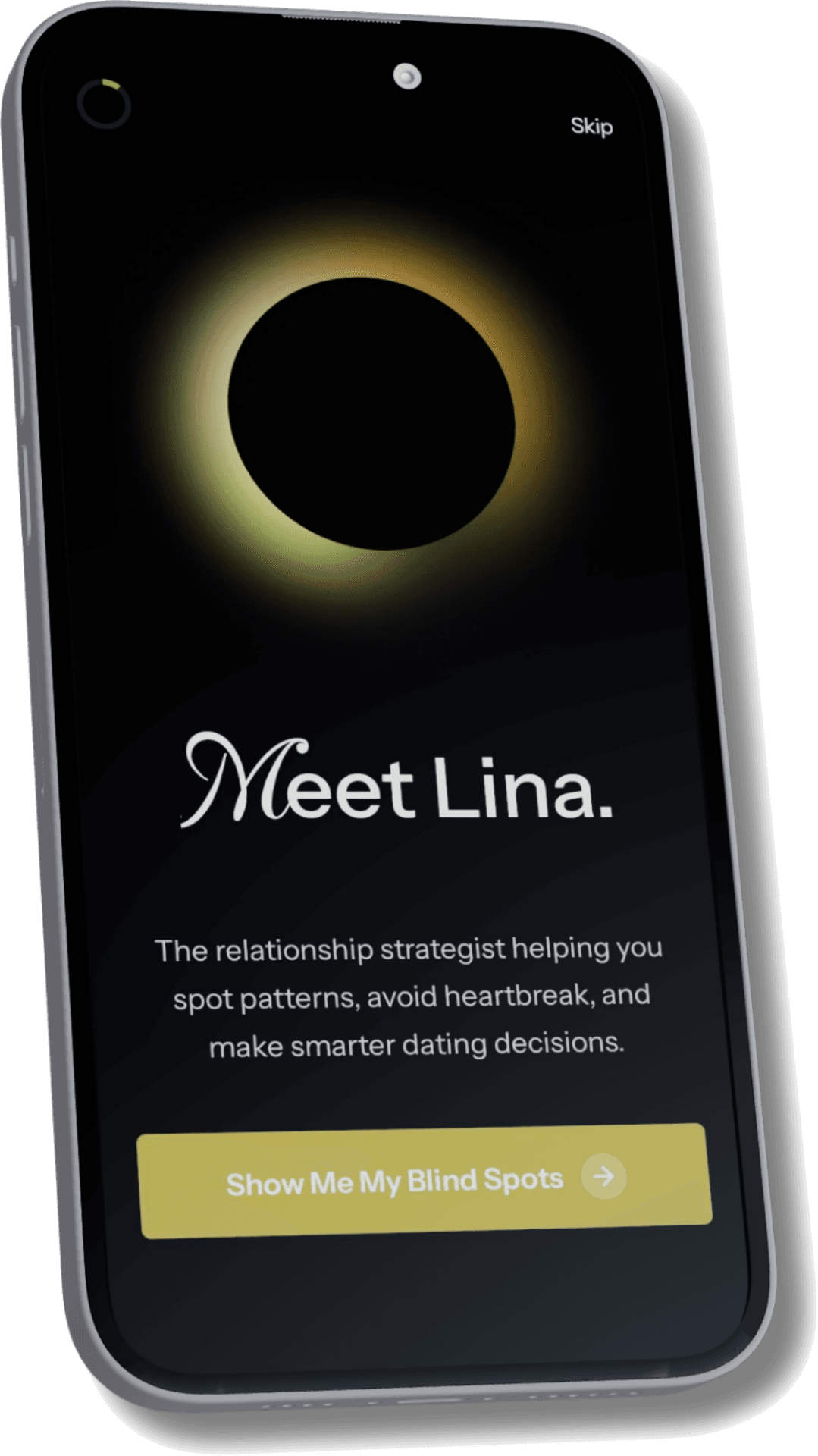 The HeyLina app's 'Meet Lina' welcome screen
